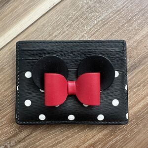 Kate Spade x Disney Minnie Mouse Polka Dot Card Holder Wallet Black White Red